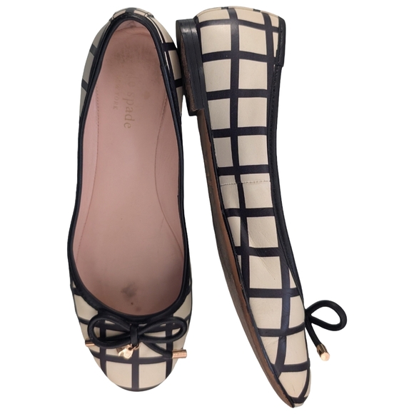 kate spade Shoes - Kate Spade Black White Leather Willa Ballet Flat Size 6